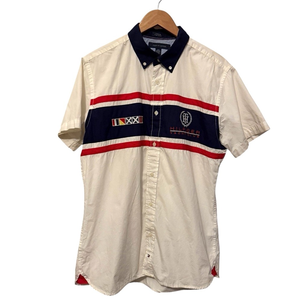 Tommy Hilfiger Yacht Club Shirt Mens Size L White Nautical Button Down Preppy
